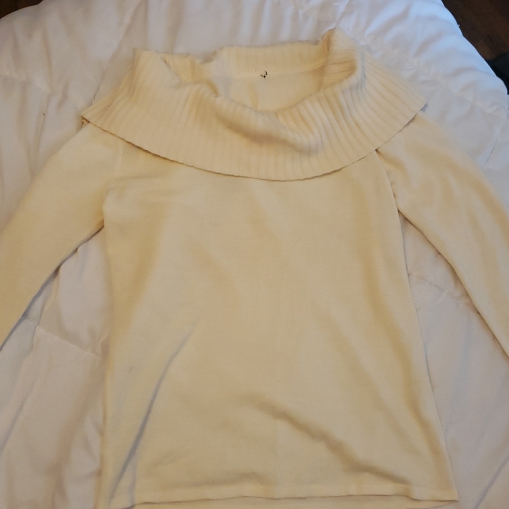 Creme colored cowl neck sweater